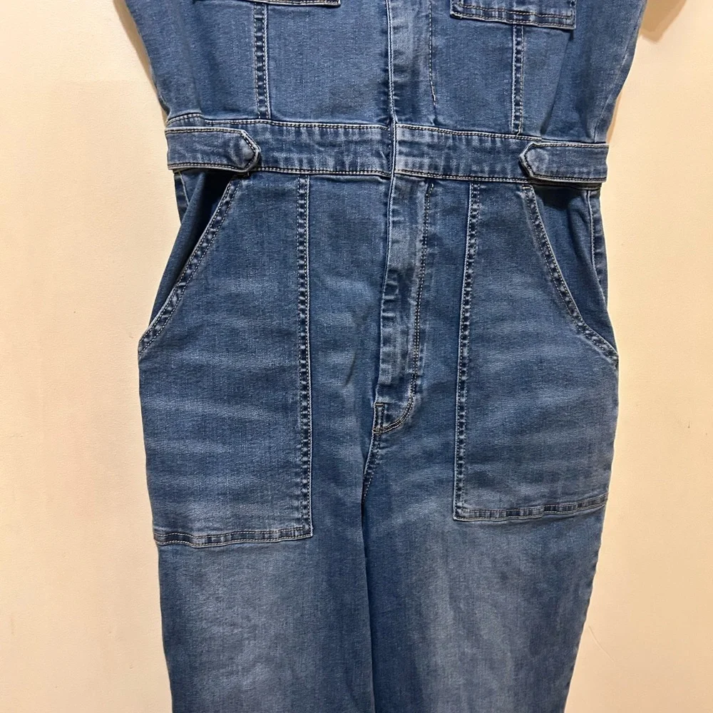 Juicy Couture Women’s Denim Jumpsuit Sz L Blue Stretch Y2K - Picture 5 of 16